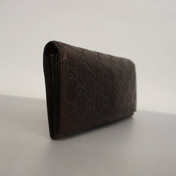 GUCCI ssima Bi-fold Long Wallet Silver Metal Fittings 233154 Brown