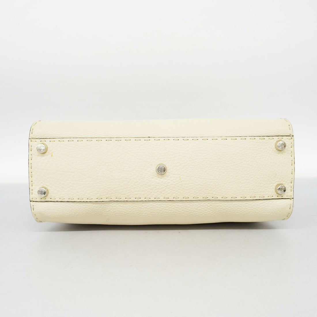 FENDIAuth  Peekaboo 2way Bag Selleria Leather Handbag,Shoulder Bag Gray,Ivory