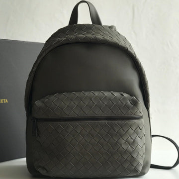 SMALL INTRECCIATO 41 BACKPACK IN CHARCOAL BLACK CALFSKIN by House Of Sarah