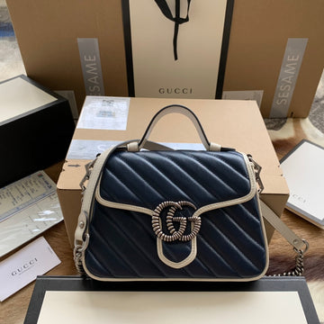 GG MARMONT MINI 21 HANDBAG IN MIDNIGHT BLUE CALFSKIN House Of Sarah