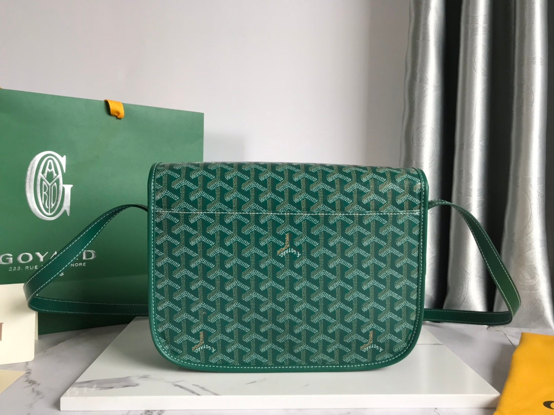 BELVEDERE II BAG 28 IN GREEN GOYARDINE CANVAS House Of Sarah Bags