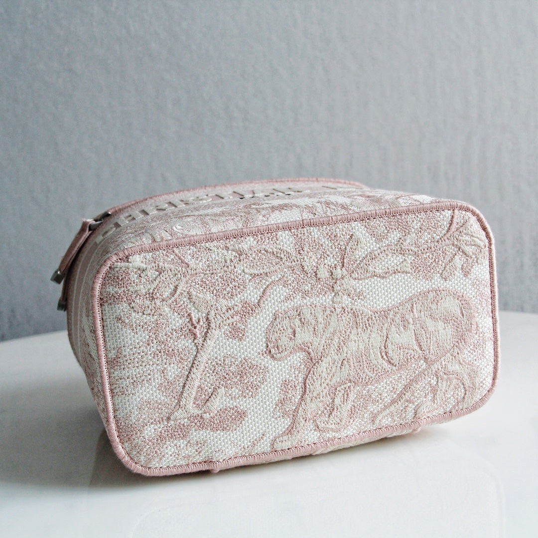 VANITY CROSSBODY CASE IN PEACH PINK MONOGRAM OBLIQUE JACQUARD By House Of Sarah