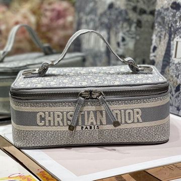 SMALL 24 VANITY CASE IN PALE GRAY MONOGRAM OBLIQUE JACQUARD House Of Sarah