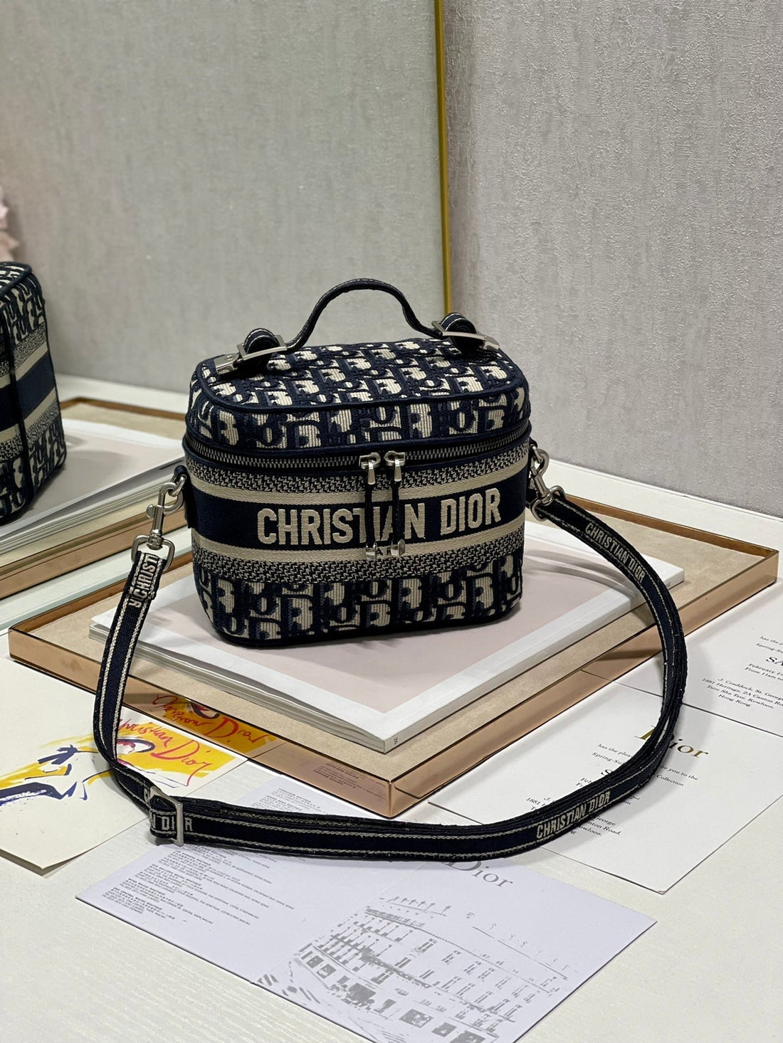 CROSSBODY MINI 18 VANITY CASE IN BLACK MONOGRAM OBLIQUE JACQUARD By House Of Sarah