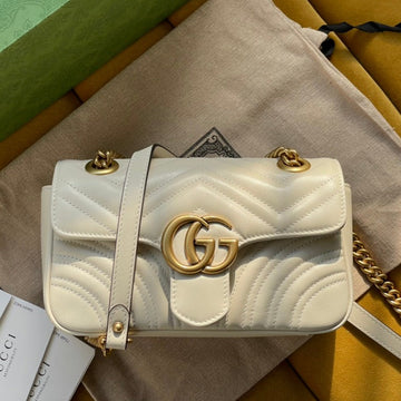 GG MARMONT MATELASSÉ SMALL 22 BAG WHITE CALFSKIN House Of Sarah Bags