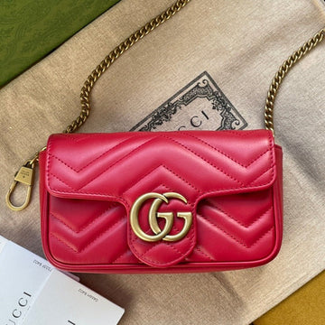GG MARMONT MINI 16 BAG IN RED PINK CALFSKIN House Of Sarah Bags