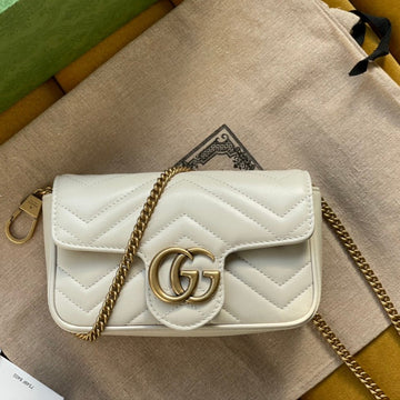 GG MARMONT MINI 16 BAG IN WHITE CALFSKIN House Of Sarah Bags