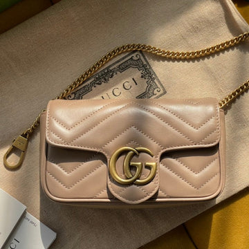 GG MARMONT MINI 16 BAG IN BEIGE CALFSKIN by House Of Sarah