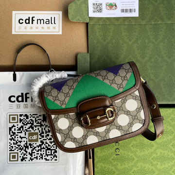 HORSEBIT 1955 SADDLE BAG 25 IN COLORFUL CANVAS AND BROWN LEATHER TRIM GOLD HARDWARE by House Of Sarah