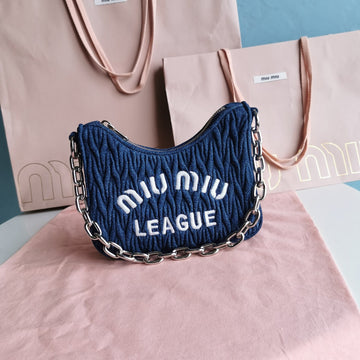 MATELASSÉ 21 BAG IN NAVY BLUE DENIM House Of Sarah