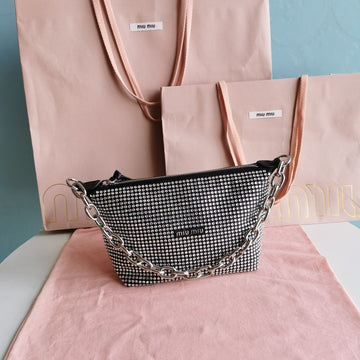 HANDBAG 19 IN BLACK CALFSKIN WITH CRYSTAL House Of Sarah Bags