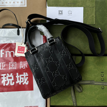 EMBOSSED TOTE BAG 20 IN BLACK CALFSKIN by House Of Sarah