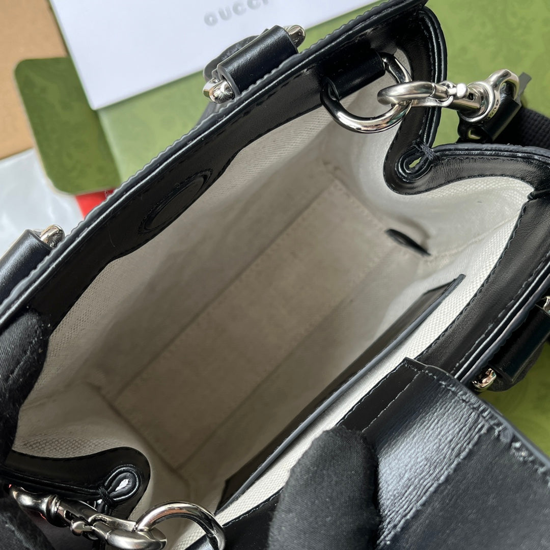 EMBOSSED TOTE BAG 20 IN BLACK CALFSKIN by House Of Sarah