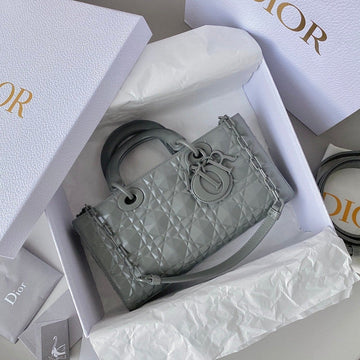 MEDIUM D-JOY BAG 26 IN GREY CALFSKIN House Of Sarah