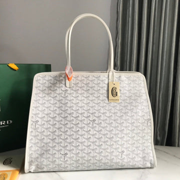 HARDY PM BAG 40 IN WHITE GOYARDINE CANVAS AND TAURILLON LEATHER TRIM House Of Sarah