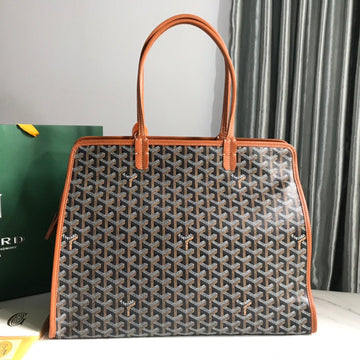 HARDY PM BAG 40 IN BLACK GOYARDINE CANVAS AND TAN TAURILLON LEATHER TRIM by House Of Sarah
