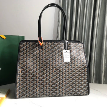 HARDY PM BAG 40 IN BLACK GOYARDINE CANVAS AND TAURILLON LEATHER TRIM House Of Sarah