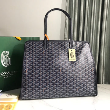 HARDY PM BAG 40 IN NAVY BLUE GOYARDINE CANVAS AND BLACK TAURILLON LEATHER TRIM House Of Sarah