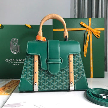 SAÏGON PM BAG 28 IN GREEN GOYARDINE CANVAS AND CALFSKIN House Of Sarah Bags