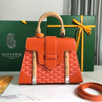 SAÏGON PM BAG 28 IN RED ORANGE GOYARDINE CANVAS AND CALFSKIN by House Of Sarah
