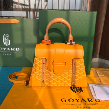 SAÏGON PM BAG 28 IN YELLOW GOYARDINE CANVAS AND CALFSKIN House Of Sarah Bags