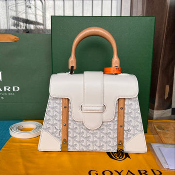 SAÏGON PM BAG 28 IN WHITE GOYARDINE CANVAS AND CALFSKIN by House Of Sarah