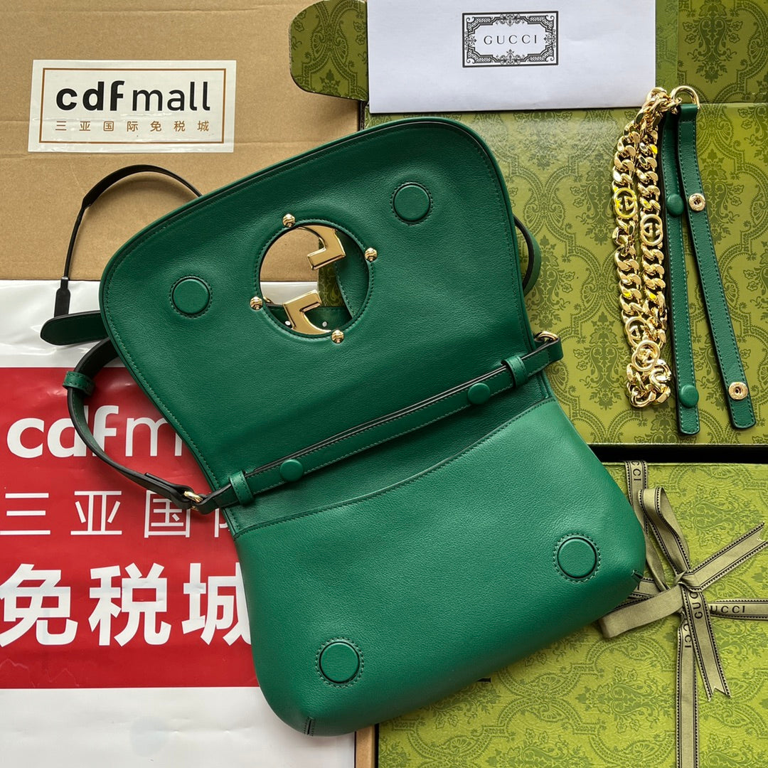BLONDIE SHOULDER BAG 28 IN CASTLETON GREEN LAMBSKIN GOLD HARDWARE by House Of Sarah