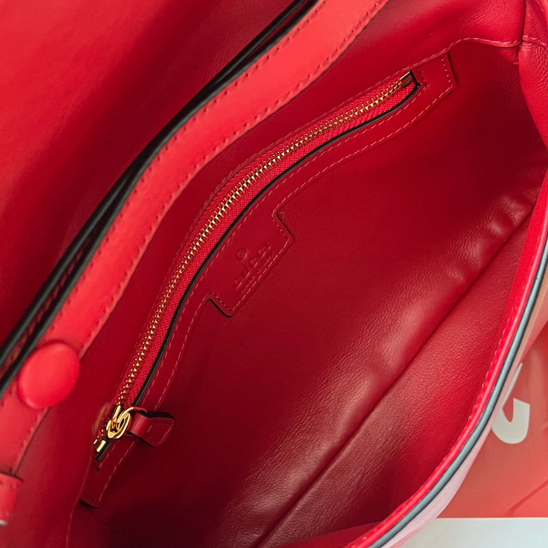 BLONDIE SHOULDER BAG 28 IN RED LAMBSKIN GOLD HARDWARE House Of Sarah