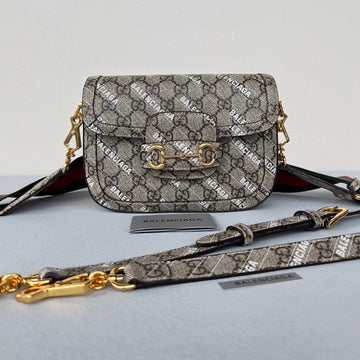 GG MINI 25 PRINTED SADDLE BAG IN EICRU BEIGE CANVAS House Of Sarah Bags