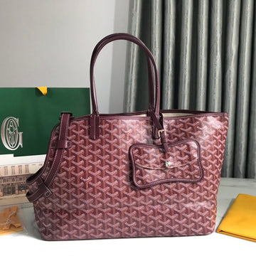 CHIEN GRIS BAG 33 IN WINE RED GOYARDINE CANVAS AND CALFSKIN TRIM by House Of Sarah