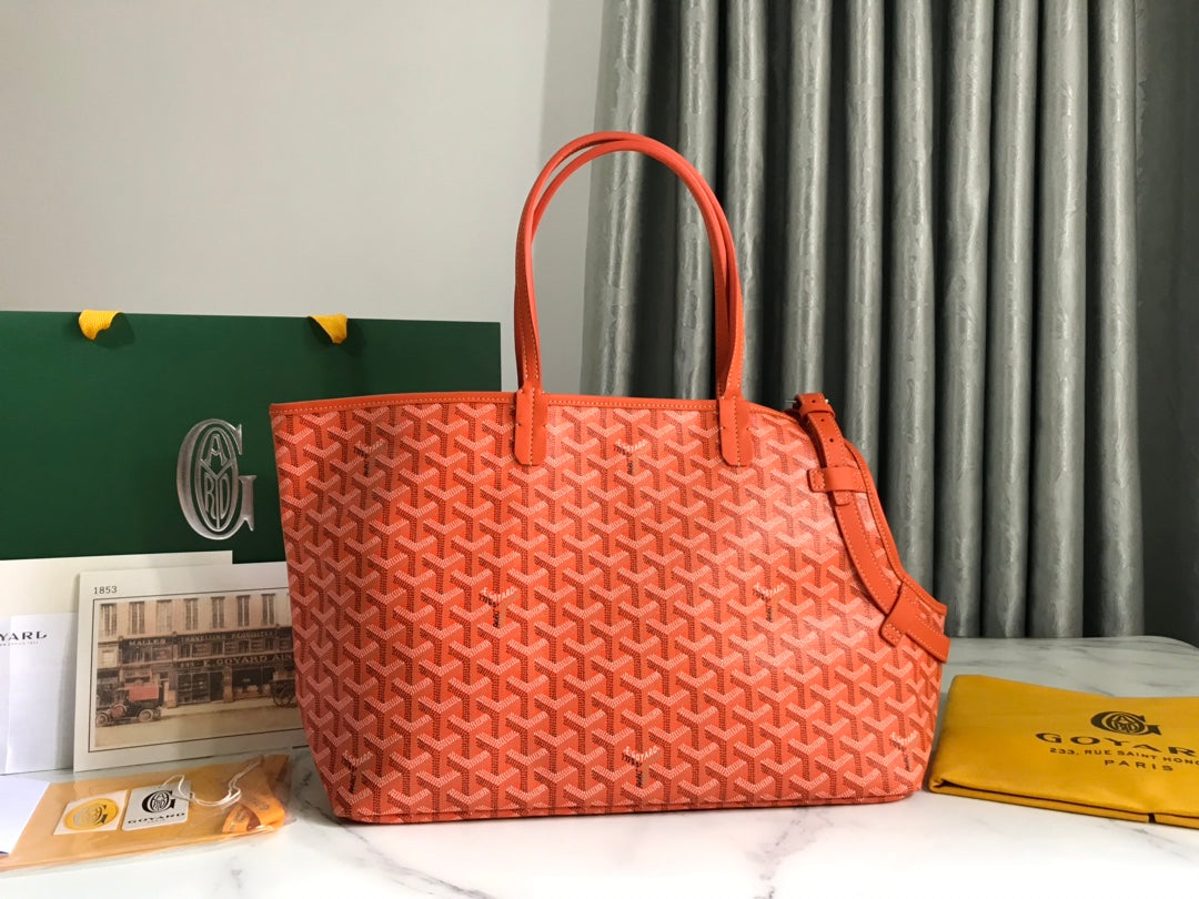 CHIEN GRIS BAG 33 IN ORANGE GOYARDINE CANVAS AND CALFSKIN TRIM House Of Sarah