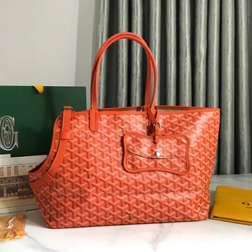 CHIEN GRIS BAG 33 IN ORANGE GOYARDINE CANVAS AND CALFSKIN TRIM House Of Sarah