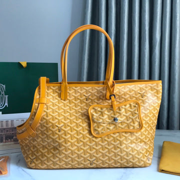 CHIEN GRIS BAG 33 IN YELLOW GOYARDINE CANVAS AND CALFSKIN TRIM by House Of Sarah
