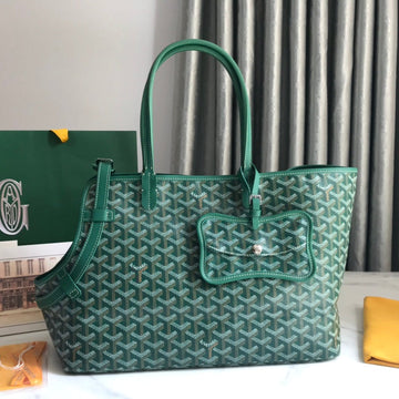 CHIEN GRIS BAG 33 IN GREEN GOYARDINE CANVAS AND CALFSKIN TRIM House Of Sarah
