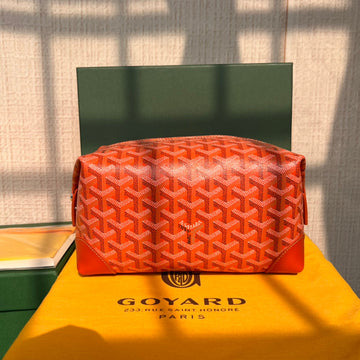 BOWLING TOILETRY BAG 25 IN RED ORANGE GOYARDINE CANVAS AND CALFSKIN House Of Sarah
