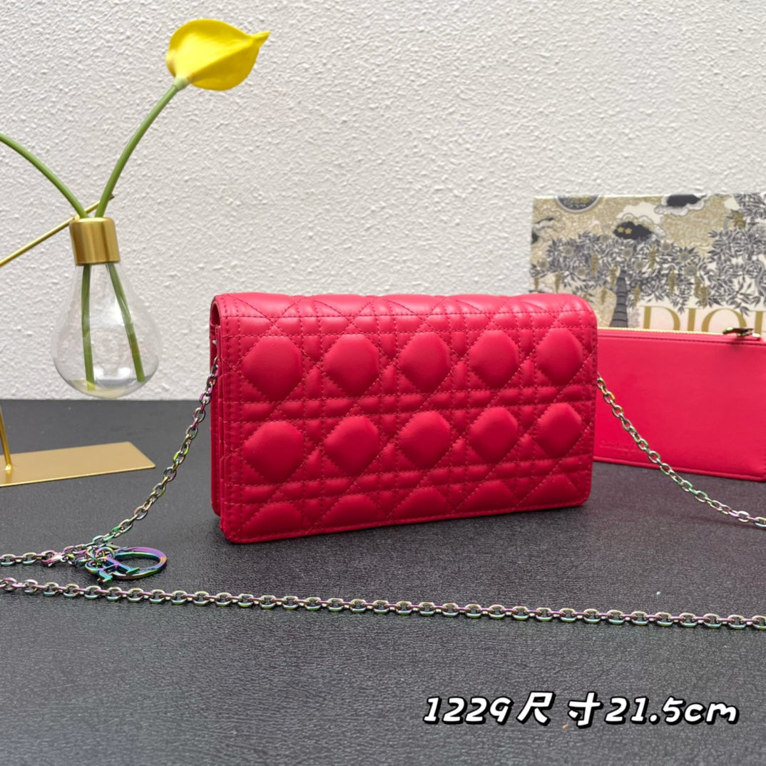 CARO SLIM POUCH 21 BAG IN CHERRY RED CALFSKIN House Of Sarah Bags