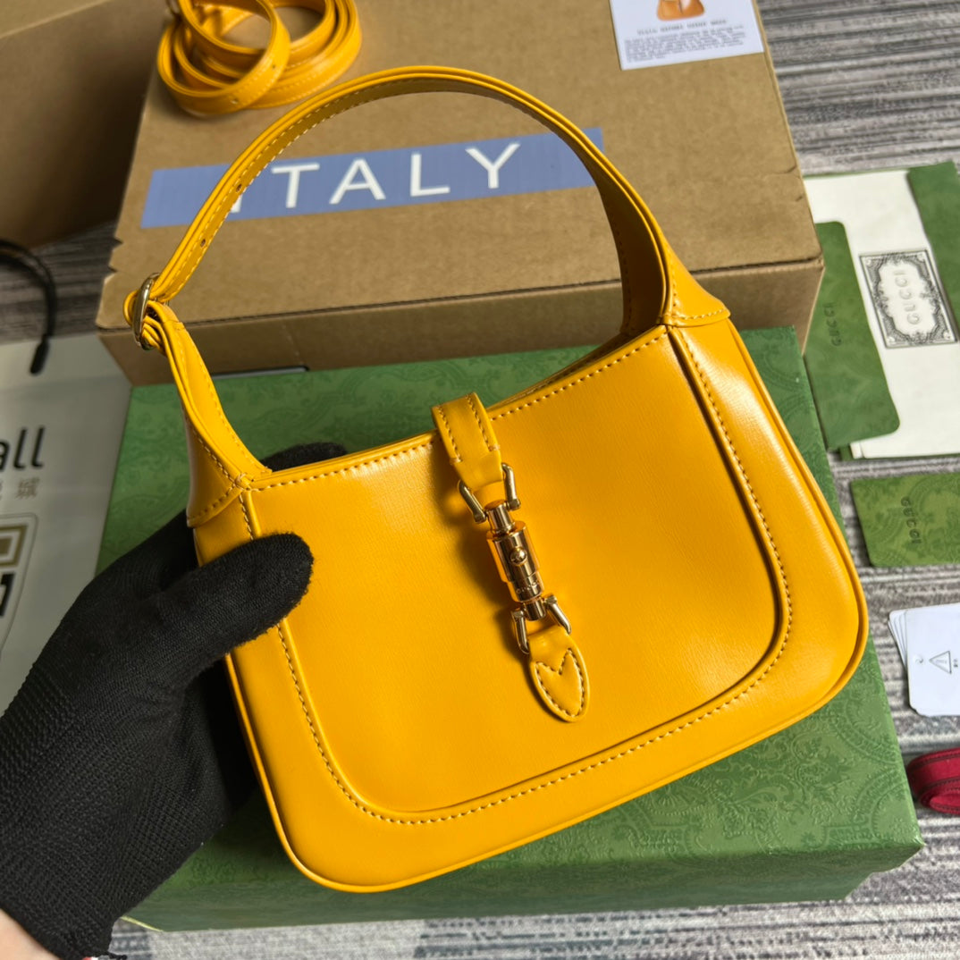 GG JACKIE MINI 19 SHOULDER BAG IN YELLOW CALFSKIN House Of Sarah