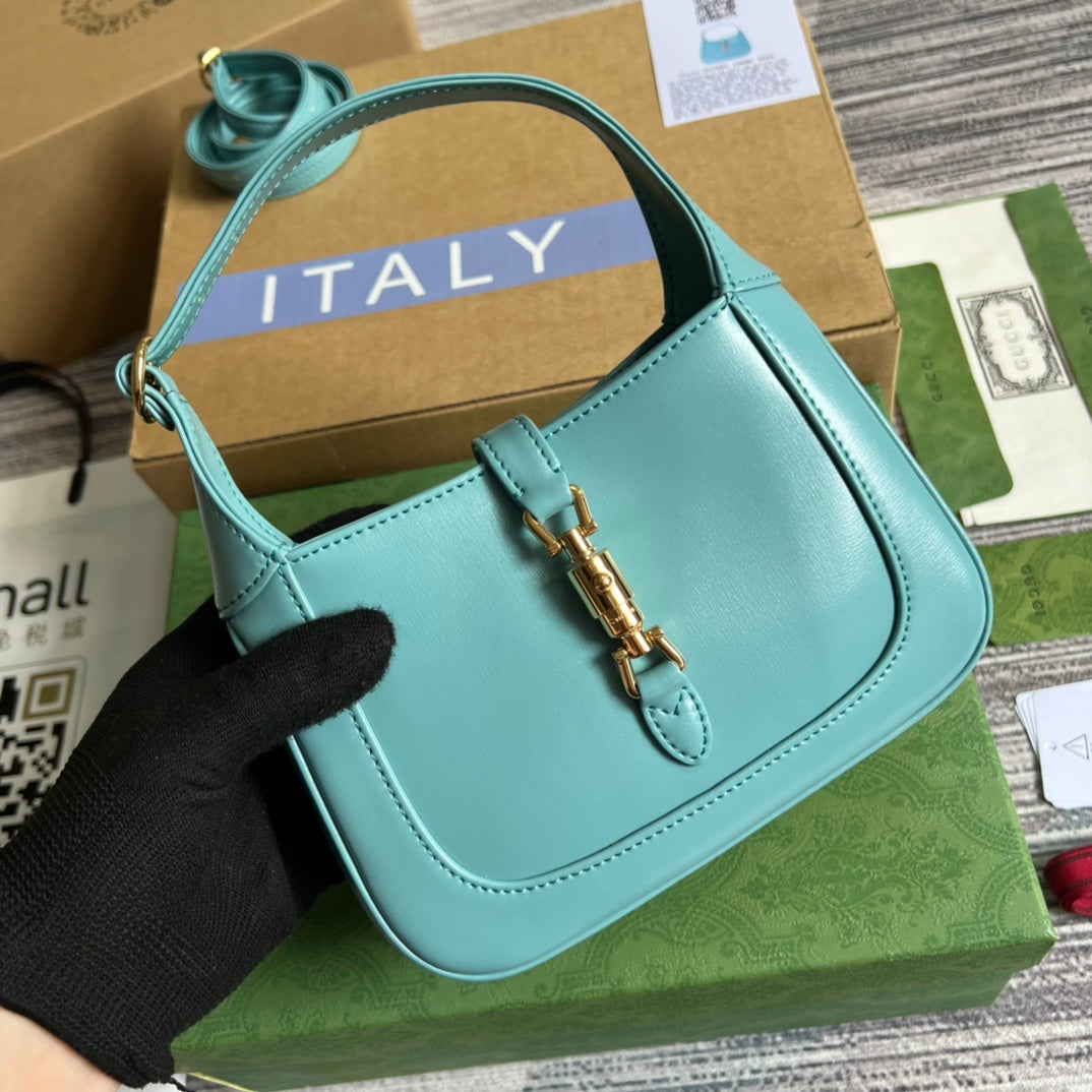GG JACKIE MINI 19 SHOULDER BAG IN PASTEL BLUE CALFSKIN House Of Sarah