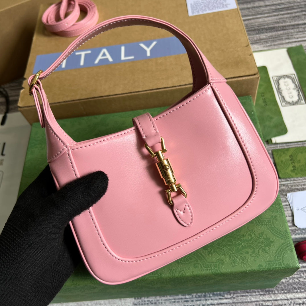 GG JACKIE MINI 19 SHOULDER BAG IN PINK PATEL CALFSKIN House Of Sarah Bags