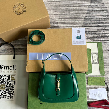 GG JACKIE MINI 19 SHOULDER BAG IN GREEN FOREST CALFSKIN House Of Sarah
