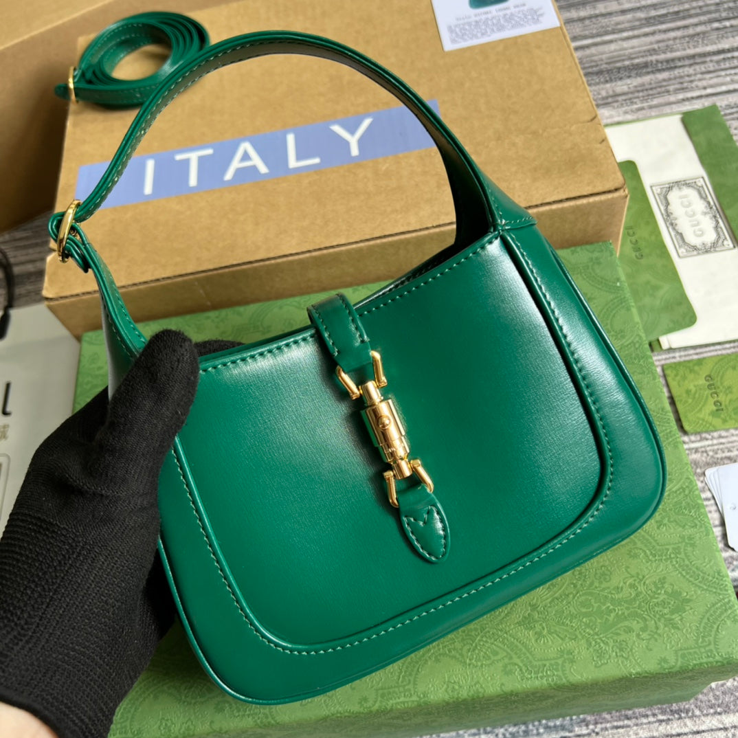 GG JACKIE MINI 19 SHOULDER BAG IN GREEN FOREST CALFSKIN House Of Sarah