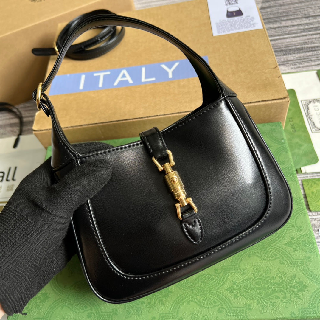 GG JACKIE MINI 19 SHOULDER BAG IN BLACK CALFSKIN House Of Sarah Bags