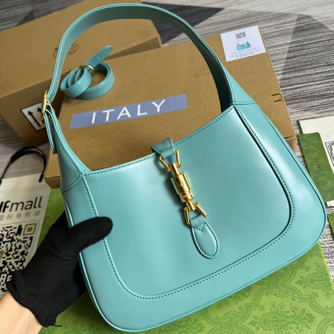 GG JACKIE SMALL 28 SHOULDER BAG IN BLUE PASTEL CALFSKIN House Of Sarah Bags