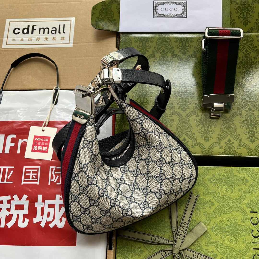 ATTACHE MINI BAG 23 IN BEIGE GG AND DARK BLUE CALFSKIN House Of Sarah Bags