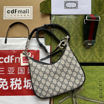 ATTACHE MINI BAG 23 IN BEIGE GG AND DARK BLUE CALFSKIN House Of Sarah Bags