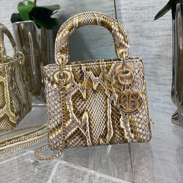 MINI LADY 17 BAG IN GOLDEN PYTHON LEATHER By House Of Sarah