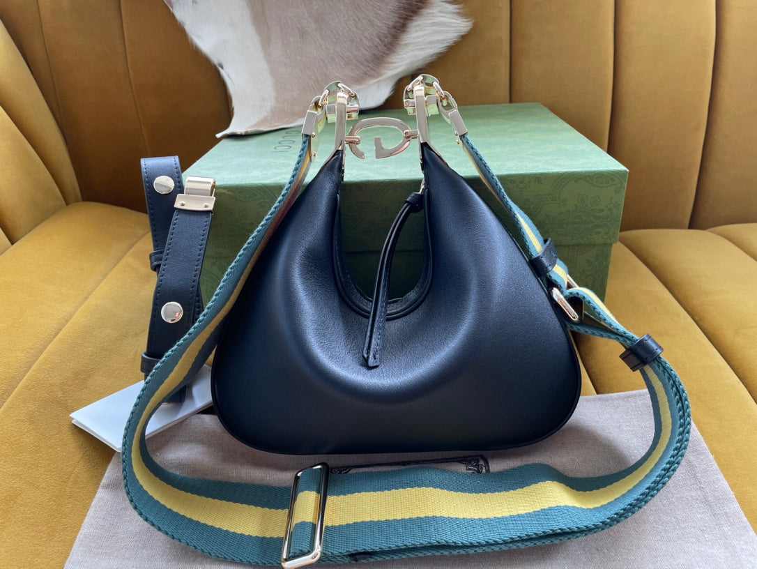 GG ATTACHE 23 SMALL SHOULDER BAG BLACK CALFSKIN House Of Sarah