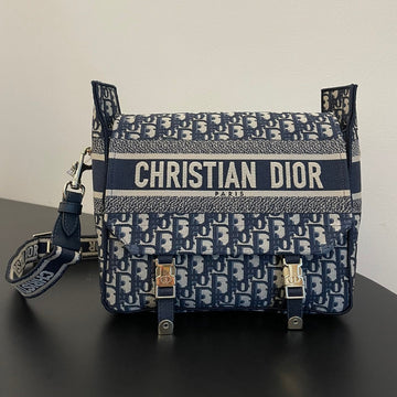 MEDIUM 28 DIORCAMP BAG IN BLUE OBLIQUE EMBROIDERY House Of Sarah