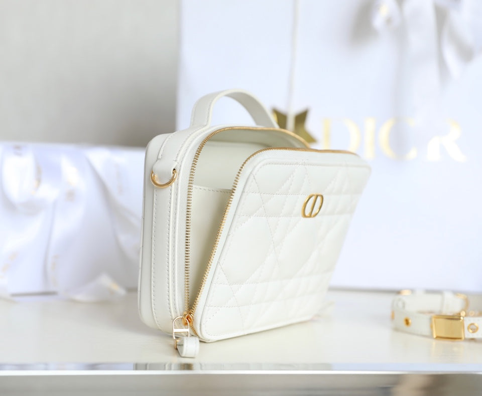 CARO BOX BAG 19 IN WHITE CALFSKIN By House Of Sarah