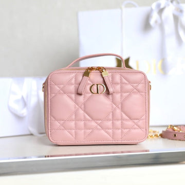 CARO BOX BAG 19 IN LIGHT PINK CALFSKIN House Of Sarah